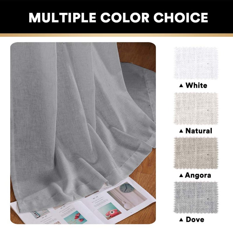 PrinceDeco Dove Grey Linen Curtains for Bedroom Linen Window Curtains 84 Inches Long Light Filtering Country Rustic Linen Curtains for Living Room,2 Panels, 52" W x 84" L - Image 5